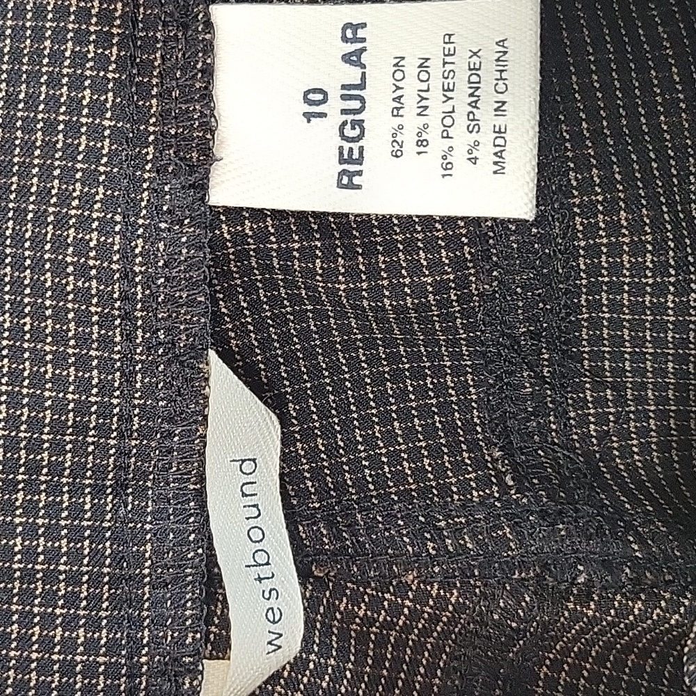 NWOT Westbound Black and Brown Patterned Comfort Waist Pants Size 10R - Picture 3 of 7